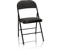 Vouwstoel van Kunstleer - Inklapbare Zwart Comfort Stoel voor Thuis en Kantoor - Tot 130 kg Belastbaar