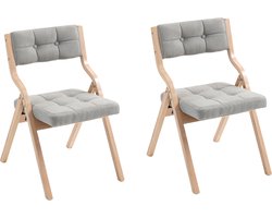 Vouwstoelen met Kussen, Houten Gevoerde Vouwstoelen 2 Pak, Draagbaar en Gemonteerd Vouwbare Eetkamerstoel voor Gasten Keuken Kantoor Bruiloft en Feest, Grijs