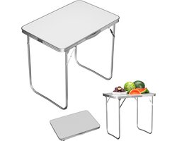 Vouwtafel 80 x 60 cm aluminium, draagbare opvouwbare tafel voor binnen en buiten, picknicktafel, bureau voor thuiswerken, marktkraam tafel