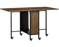 Vouwtafel – Klaptafel – Campingtafel – Plooitafel – Inklapbare Tafel – Mobiel met Wielen – Uitschuifbaar tot 130x80x74 cm – Bruin Melamine