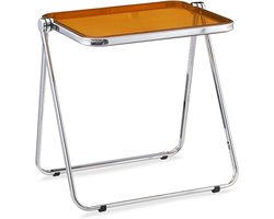 Vouwtafel Transparant Acryl - Inklapbaar - Geen Montage Vereist - Kleine Bureau voor Thuis en Kantoor - Zijkantafel - Kleine Computer Tafel voor Kleine Ruimtes - Geelbruin