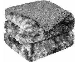 VOXO Luxe Sherpa Fleece Deken - Super Zacht, Warm en Donzig - Plaid voor op de Bank, Bed of Woonkamer Decoratie - 130 x 160 cm Wolf Grijs