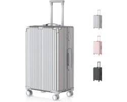 Voyagoux® - Reiskoffer Medium - 71L - Koffers - Reiskoffer met wielen – Zilver