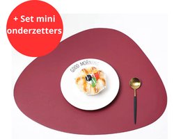 V&P Placemats - rood - 41 x 34 cm en 13 x 11 cm - beiden 6 Stuks - onderleggers - water afstotend - afneembaar - anti-slip