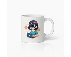 VR Gamer Meisje Mok – Schattige Tech-Inspiratie Beker voor Virtual Reality Fans & Streamers