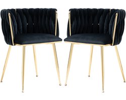 Vrije tijd eetkamerstoelen Accent stoel Fluwelen Accent Lounge stoel met ijzeren metalen voeten 2PC/SET
