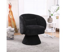Vrije tijd moderne stoelen in de woonkamer en slaapkamer - met een onderstel dat 360° kan draaien - De polyblend bundelstof zorgt voor een comfortabele en zachte zitervaring - Zwart