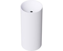 Vrijstaand composiet wastafel Circo ø40x90cm mat wit - zonder kraangat