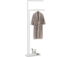 Vrijstaand Handdoekenrek - Badkamer Organizer - Handdoeken Drogen - Stabiele Marmeren Basis - 45 x 20 x 135 cm - Wit