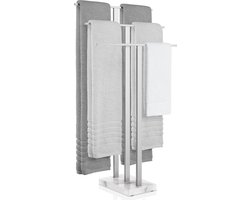 Vrijstaand handdoekenrek met marmeren basis - 3-laags ontwerp voor badkamer - Roestvrij staal gepolijst - Geschikt voor grote handdoeken