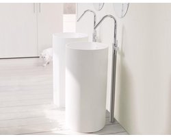 Vrijstaand Solid Surface Wastafel Tube ø45x90cm mat wit - zonder kraangat