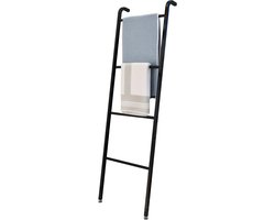 Vrijstaande 4-traps Handdoekhouder Zwart - Decoratieve Ladder voor Badkamer