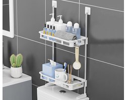 Vrijstaande Badkamerplank Boven de Toiletbril – Met 2 Ruime Planken voor Extra Opbergruimte