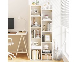 vrijstaande boekenkast met 12 open compartimenten en 2 anti-kantel boekenkasten, 65 x 20 x 162 cm, houten kamerverdeler, woonkamer, kantoor en slaapkamer