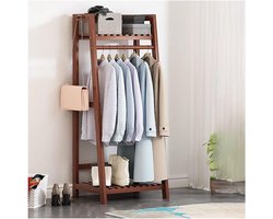 Vrijstaande Garderobekast, Kledingrek Met Planken, Voor Slaapkamer, Hal En Woonkamer/Teak/70 * 38.5 * 144Cm