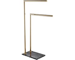 Vrijstaande handdoekhouder - Handdoekrek badkamer - Handdoeken drogen - Marmeren voet - 81 cm hoog - Goud