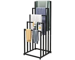 Vrijstaande handdoekhouder organizer voor bad- en handdoeken, badkameraccessoires (5 dieren, zwart)