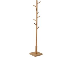 Vrijstaande kapstok 30x30x175 cm naturel met 8 haken stabiele vierkante voet ruimtebesparend verticaal ontwerp eenvoudig te monteren modern en minimalistisch design voor hal gang slaapkamer en kantoor