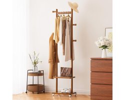 Vrijstaande Kapstok met Houten Basis - Ruimtebesparend, Stevig en Stabiel Kledingrek voor Huis en Kantoor