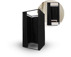 Vrijstaande Paskamer met Gordijn – 100x100x200cm – Draagbare Kleedruimte voor Winkel, Beurs & Studio – Zwart Pashokje – Privacy Scherm – Draagbaar Pashok