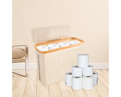Vrijstaande toiletpapierhouder - grote capaciteit - multifunctioneel - hout en stof