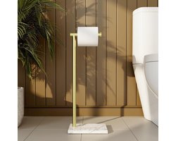 Vrijstaande toiletrolhouder - marmeren basis - roestvrij staal - 1 stuk