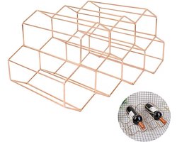 Vrijstaande wijnfleshouder, tafel wijnrek, werkblad wijnfleshouder, wijnfleshouder, voor bar, wijnkelder, woonkamer, keuken, kelder (roségoud)