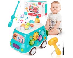 Vroege educatie Multifunctionele muziek babybus handkloppiano educatieve ouder-kind interactieve spelbus babyspeelgoed (blauw)