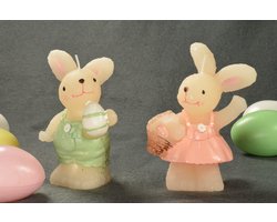 Vrolijk Hazen Stelletje, maar dan als kaarsen, 2 prachtige figuurkaarsen, Leuk voor de Paasdagen - Gemaakt door Candles by MilaNNE - BEKIJK VIDEO