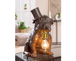 Vrolijke Tafellamp - Mops hond - Eye catcher - Tafel lamp - Bureau lamp - 34 x 42 cm