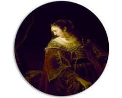 Vrouw aan haar kaptafel - Ferdinand Bol muurdecoratie rond - Vrouw muurcirkel - Muurcirkels Portret - Muurdecoratie modern - Forex - Wanddecoratie woonkamer muurcirkel forex 100x100 cm