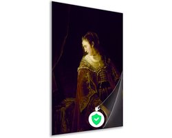 Vrouw aan haar kaptafel - Ferdinand Bol poster - Vrouw poster - Muurdecoratie Portret - Muurdecoratie industrieel - Posters slaapkamer - Muur kunst poster 70x105 cm