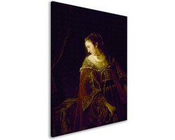 Vrouw aan haar kaptafel - Ferdinand Bol wanddecoratie - Vrouw schilderij - Canvas schilderijen Portret - Landelijk schilderij - Muurdecoratie canvas - Decoratie kamer canvas 80x120 cm