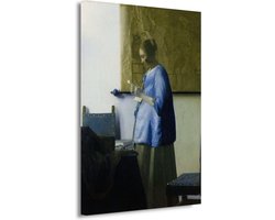 Vrouw in het blauw die een brief leest - Johannes Vermeer schilderij - Vrouw schilderij - Schilderijen canvas Oude meesters - Muurdecoratie industrieel - Canvas keuken - Wanddecoratie slaapkamer 75x100 cm