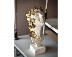 Vrouw met vlinders 32 cm hoog - kunsthars- abstract - modern - interieur - decoratie - figuur - voor binnen - cadeau - geschenk - Valentijn - Verjaardag - Kerst - Nieuwjaar