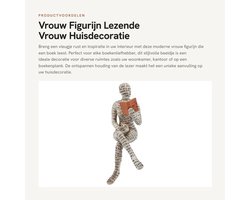 Vrouwensculptuur Modern - Beeldje Lezende Vrouw - Beeld voor Binnen - Decoratie Boekenplank - Uniek Woondecoratieartikel - Artistiek Ontwerp