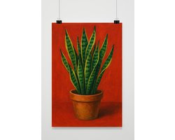 Vrouwentong Poster - Planten Posters - Aquarel - Minimalistisch - Kunst - Wanddecoratie Tuin - 180 gram papier - XS7066WV - Formaat 30 x 40cm