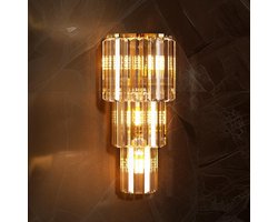 Vrygle Crystal Wall Light Luxe - 20x50CM 3-Layer Wall Sconce Lamp - Moderne Licht Armatuur - 3X E14 Lampen - voor Porch, Hal, Bar, Restaurants, Patio - Home Decor