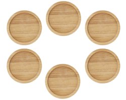VT Goods - 6 stks Vetplanten - Bamboe Plant Schotel - Set voor Binnen en Buiten - Bruin - Bloempot Set - Perfect voor Planten - Inclusief 6 Schotels