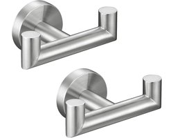 VT Goods - Handdoekhaken - Roestvrij staal - Eenvoudig te installeren - Geborsteld zilver - Voor badkamer en keuken - 2 stuks