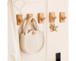 VT Goods - Houten Kapstokken - Wandgemonteerde Haak - Beuken Vierkant - Duurzaam en Sterk - Geschikt voor Jassen en Hoeden - 5 Stuks