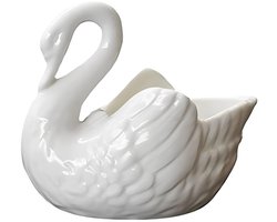 VT Goods - Zwaan Keramische Planter - Bloempot Dier - Duurzaam en Stijlvol - Wit - Mini Bloempot - Voor Indoor en Kantoor - 9,4 cm