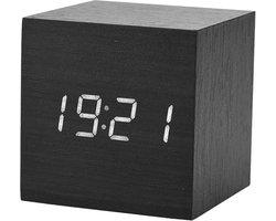 Vt products - Digitale Klok - Houten Bureauklok - Alarmfunctie - Bruin - Temperatuurweergave - Compact formaat - Geschikt voor Thuis & Kantoor - Moder