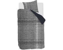 VT Wonen Check XL Dekbedovertrek - Flanel - Eenpersoons - 140x200/220 cm - Black