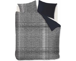 VT Wonen Check XL Dekbedovertrek - Flanel - Tweepersoons - 200x200/220 cm - Black