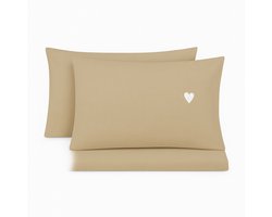 VT wonen Kussenslopen - Heart Zand - Kussenslopen 60 x 70 cm - Hartjes - Kussenslopen