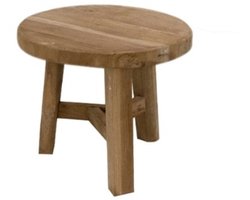 Vtw Living - Bijzettafel Rond van Teakhout - Bruin - H50 x 45 cm