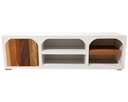 Vtw Living - Tv Meubel Wit Bruin - Tv kast - Tv meubel mangohout Hout - Ibiza - 165 x 38 x 50 cm