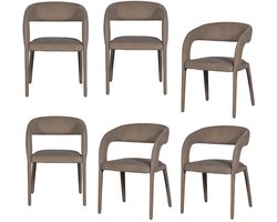 vtwonen Arms Eetkamerstoelen - Polyester - Bruin - Set van 6