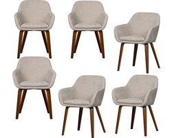 vtwonen Base Eetkamerstoelen - Velvet Melange - Zand - Set van 6